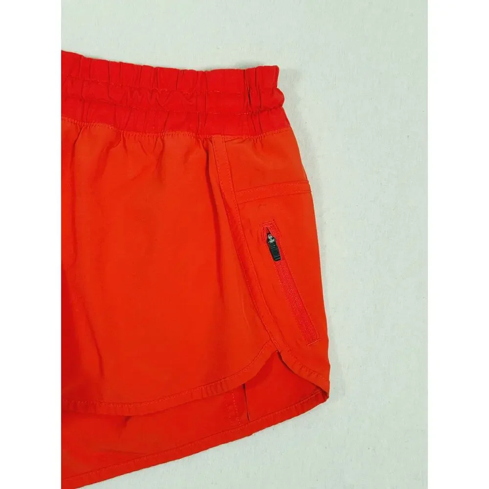 Lululemon Track That Lined Shorts Size 8 Red Orange Running Athletic Gym Sporty